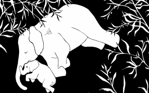 gambar gajah kartun hitam putih