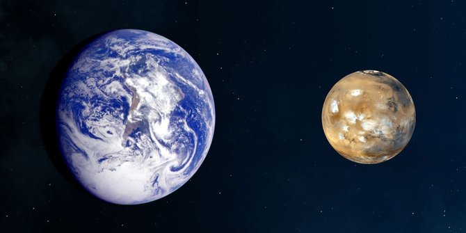 gambar planet mars dan bumi