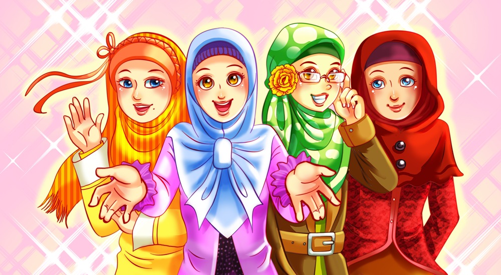 download gambar kartun muslimah
