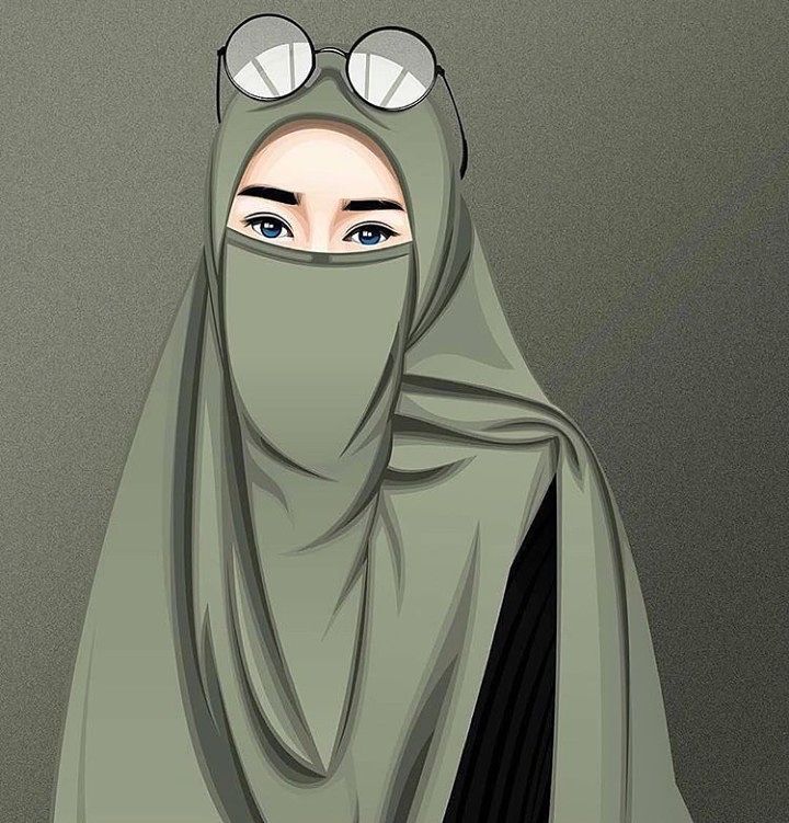 gambar kartun muslimah berkacamata