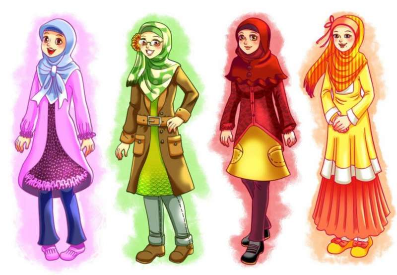gambar kartun perempuan muslimah