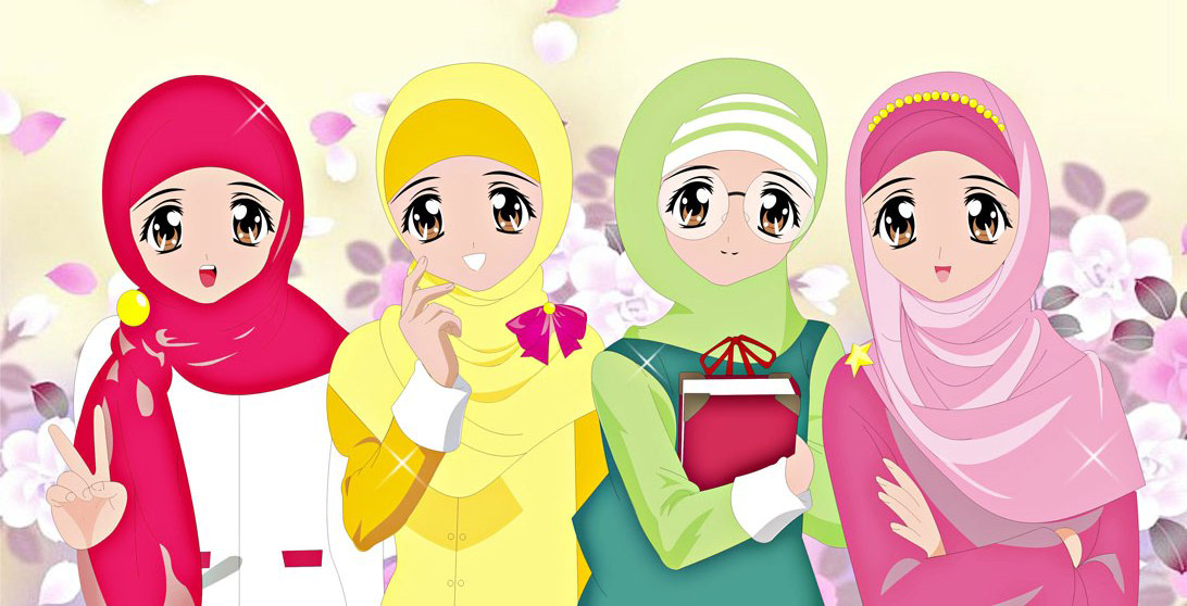 gambar perempuan muslimah kartun