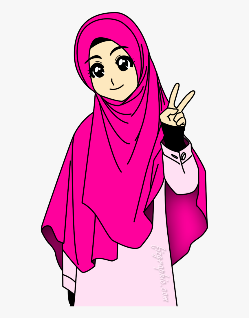 sketsa gambar kartun muslimah
