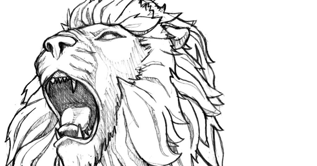 sketsa gambar kepala singa