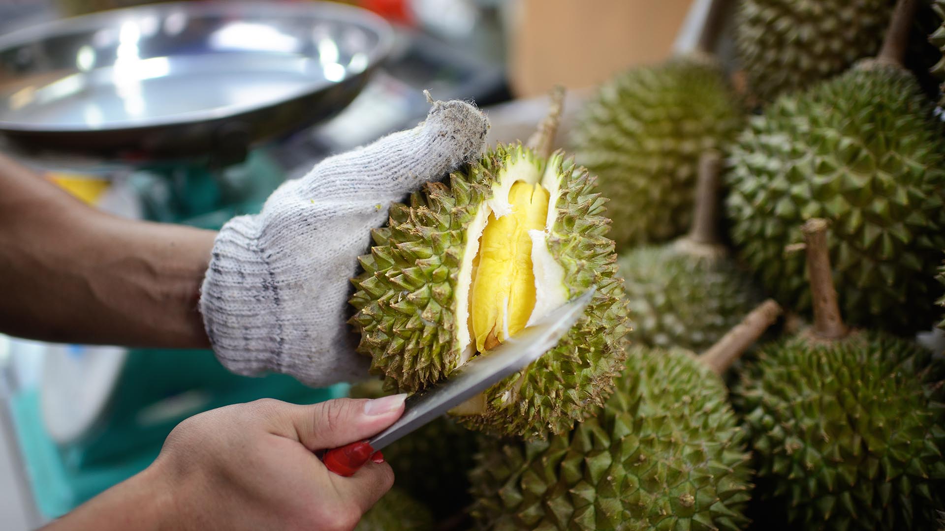 gambar durian dikupas