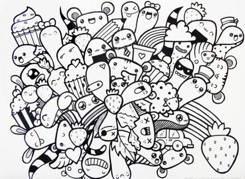 gambar hitam putih doodle art