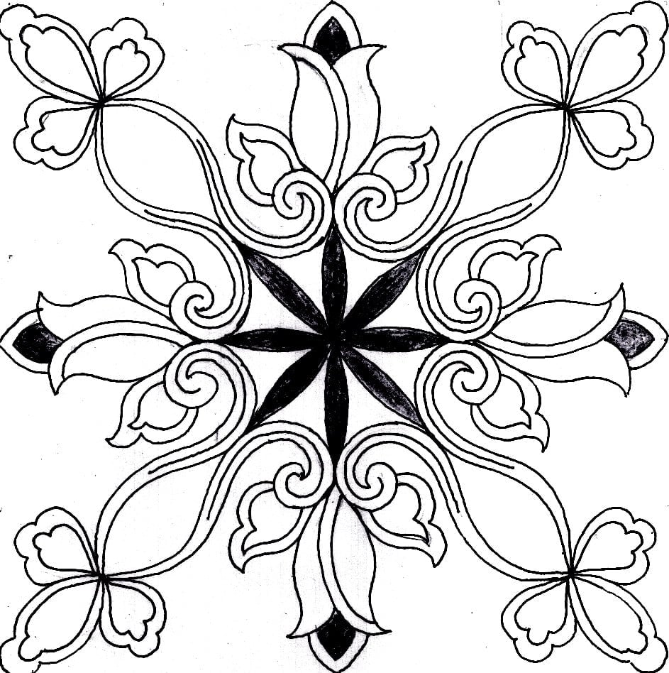gambar sketsa motif bunga