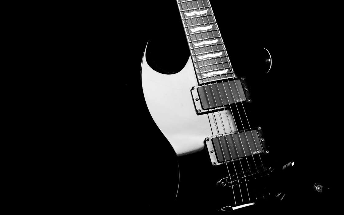 gambar gitar elektrik hitam putih