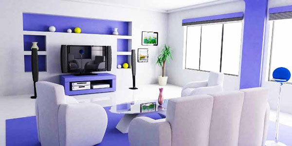 gambar interior rumah warna ungu