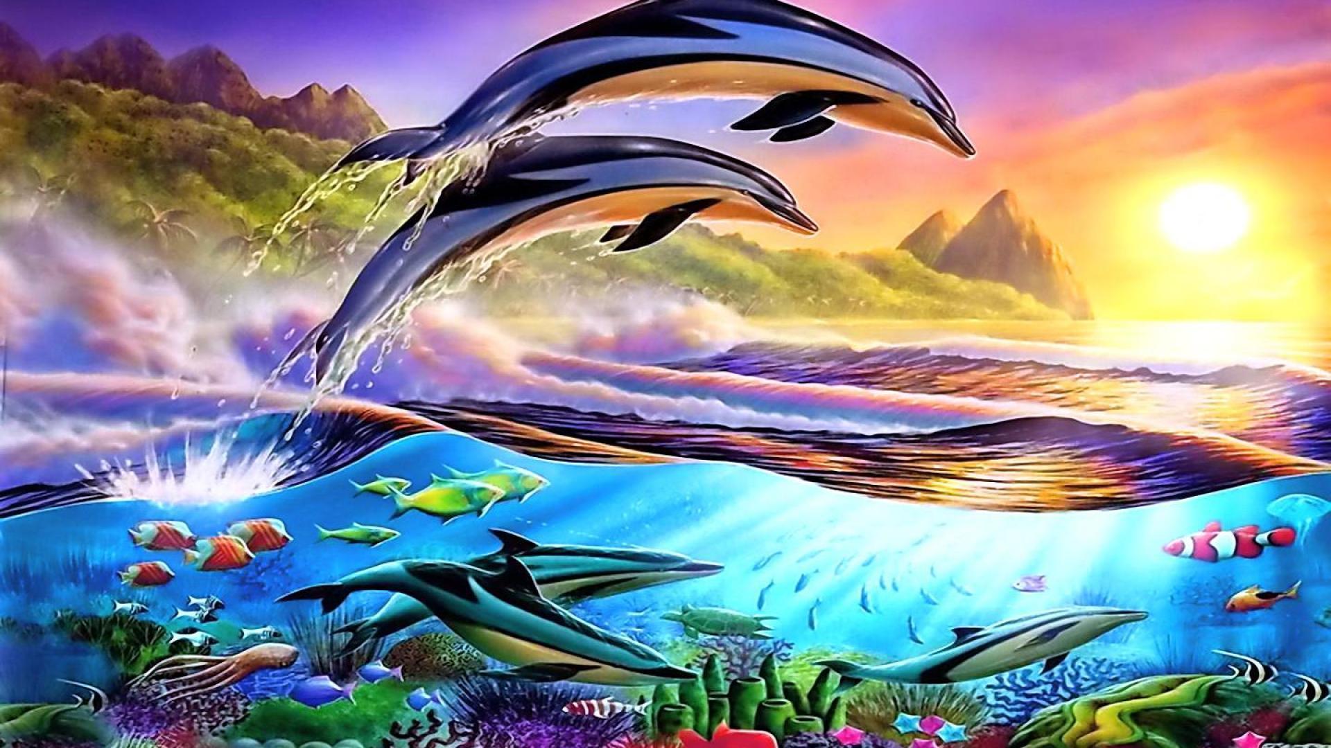 wallpaper animasi gambar lumba lumba