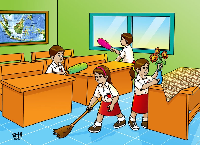 gambar bersih bersih di sekolah