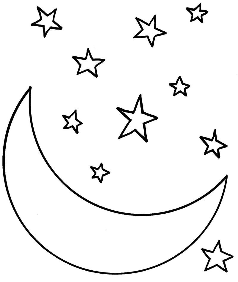 gambar sketsa bintang kecil dan bulan