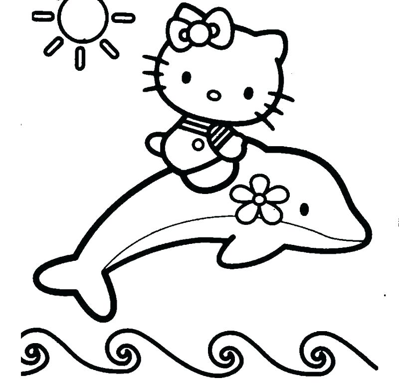 gambar sketsa lumba lumba dan hello kitty