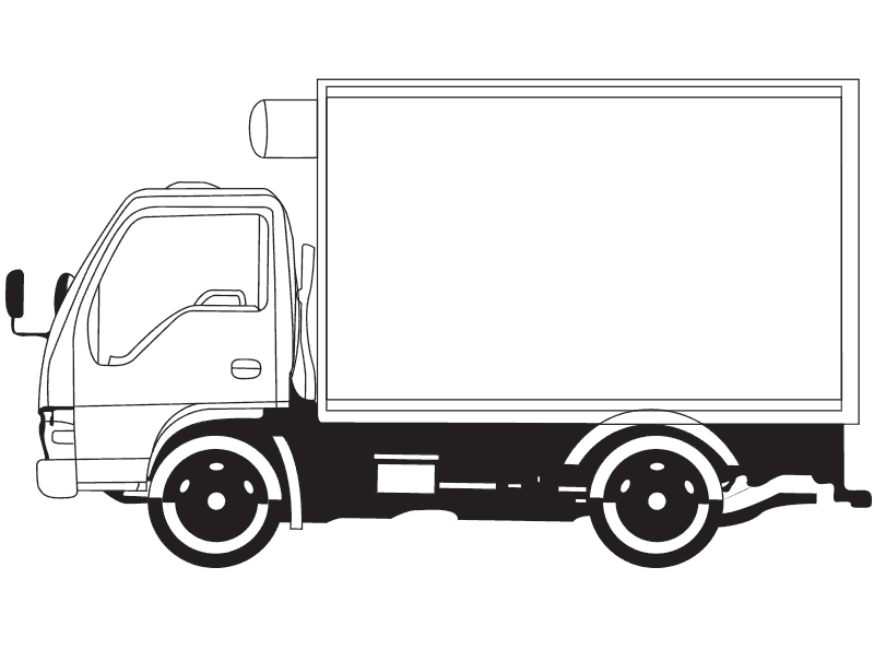 gambar sketsa mobil truk box