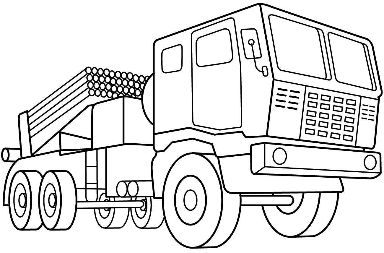 gambar sketsa mobil truk untuk diwarnai