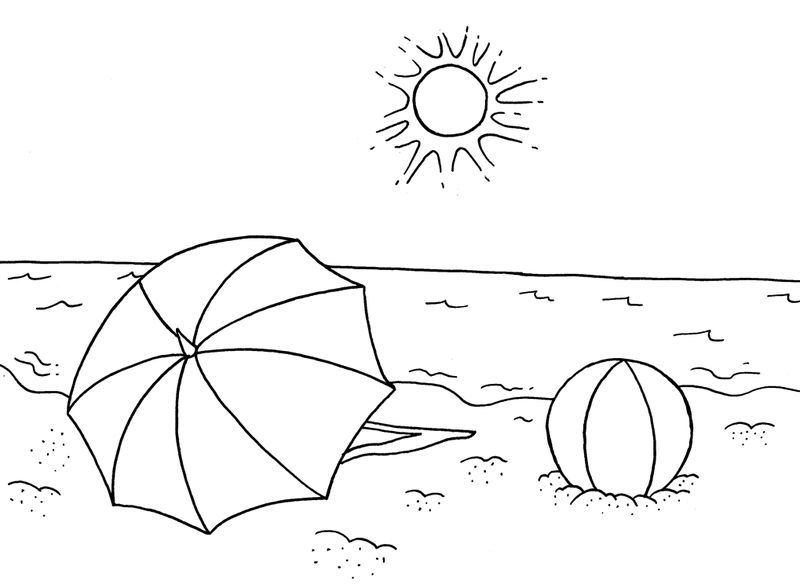 gambar sketsa pantai berjemur