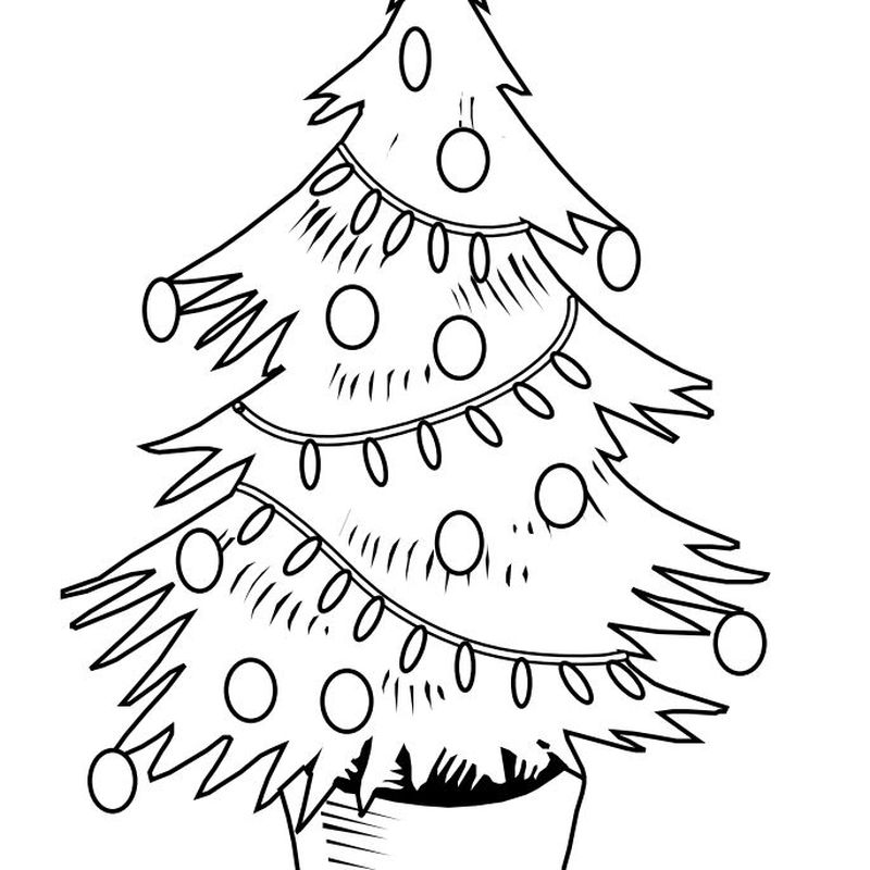 gambar sketsa pohon natal hd