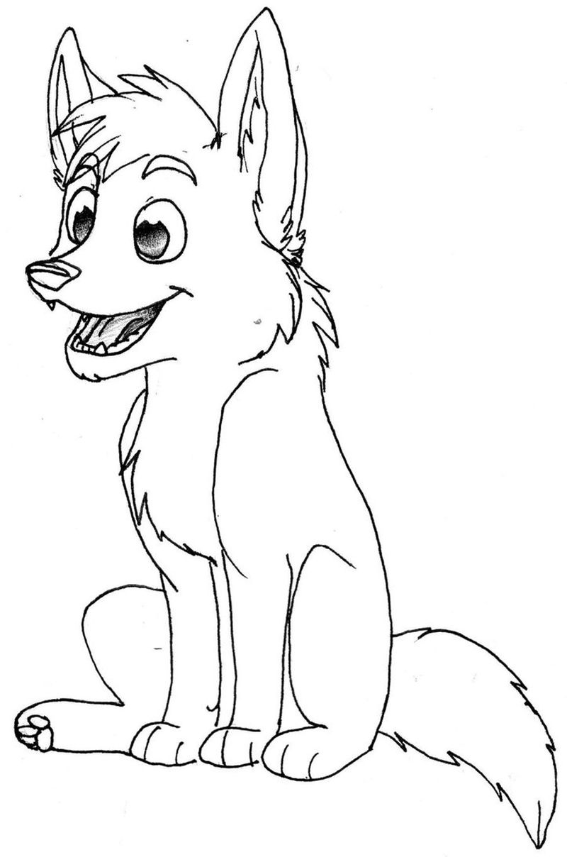 gambar sketsa serigala kartun