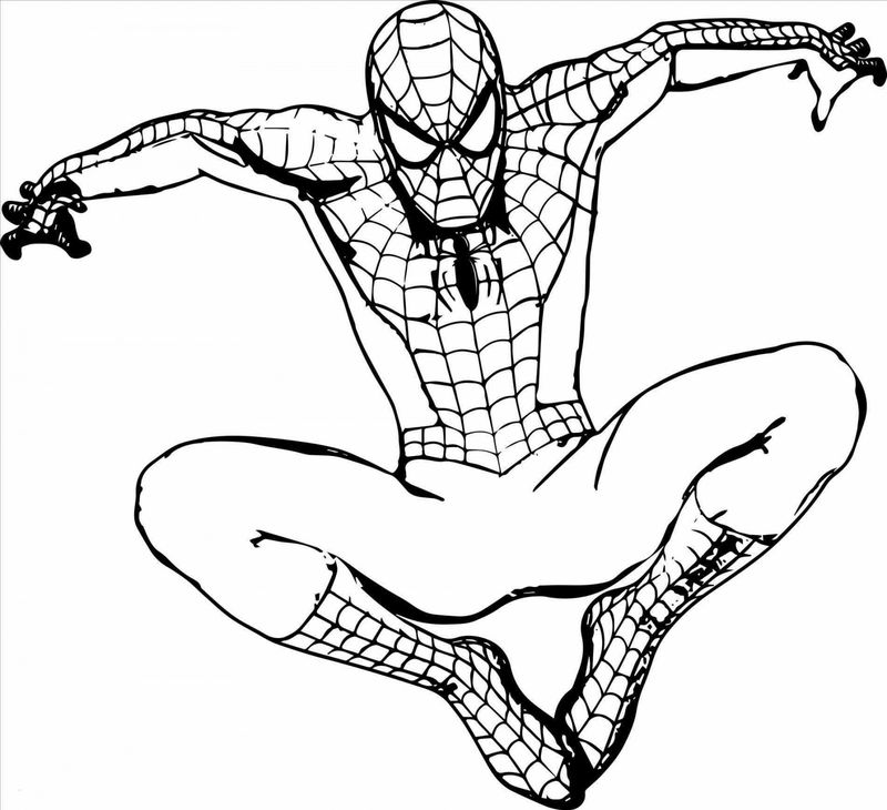 gambar sketsa spiderman loncat