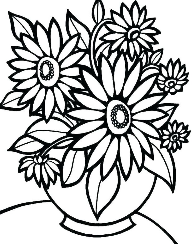 gambar sketsa vas bunga