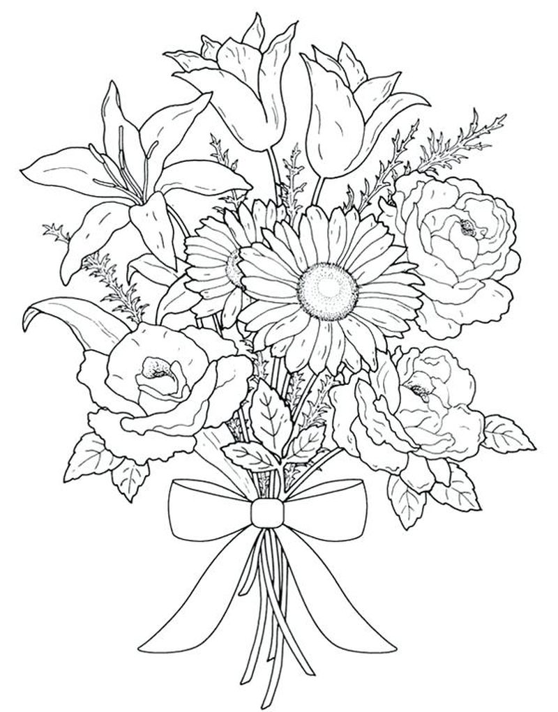 hd sketsa vas bunga
