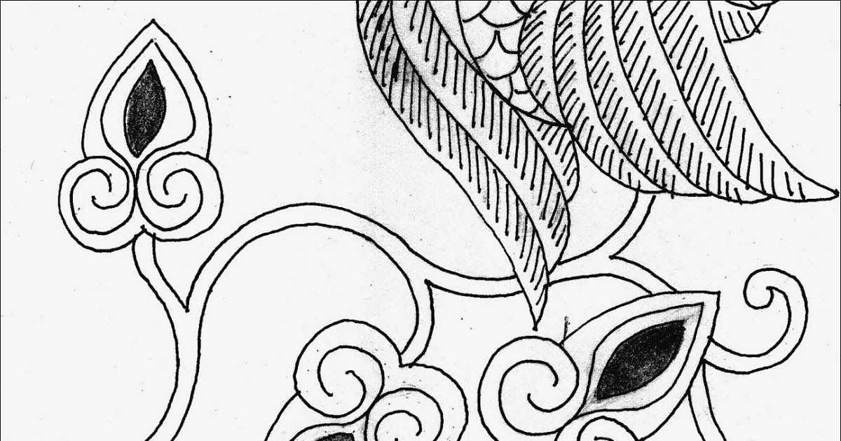 menggambar sketsa batik bunga