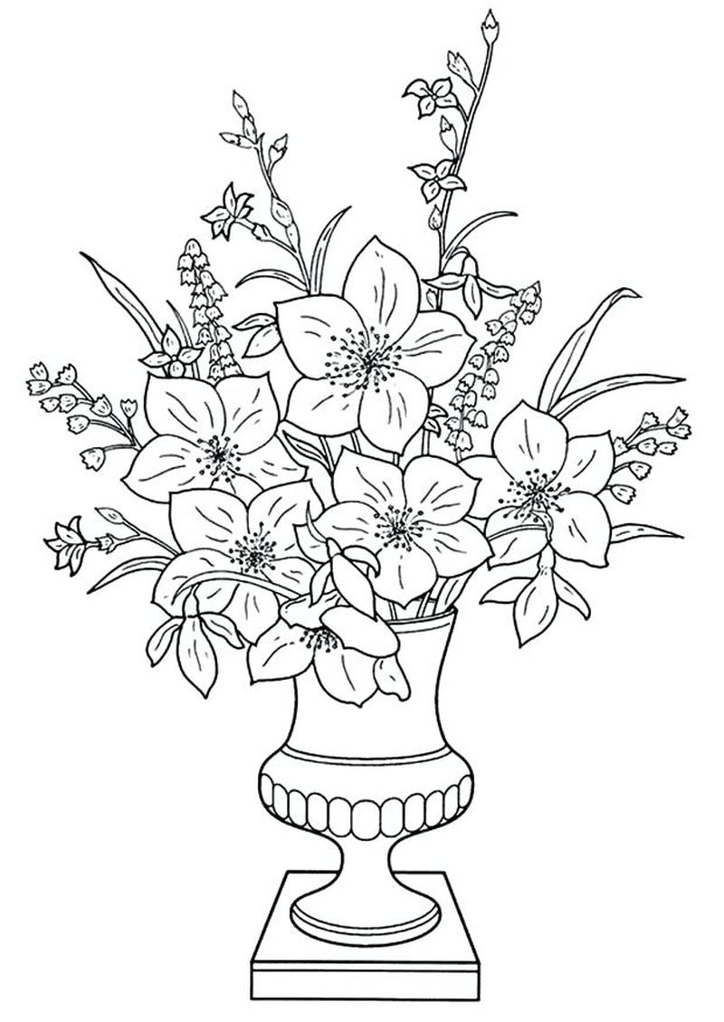 mewarnai gambar sketsa vas bunga