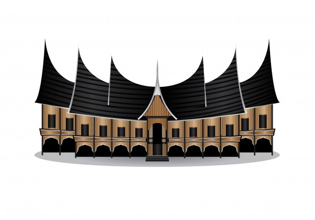 rumah adat sumatera barat ilustrasi rumah gadang