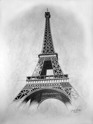 gambar contoh hd sketsa menara Eiffel