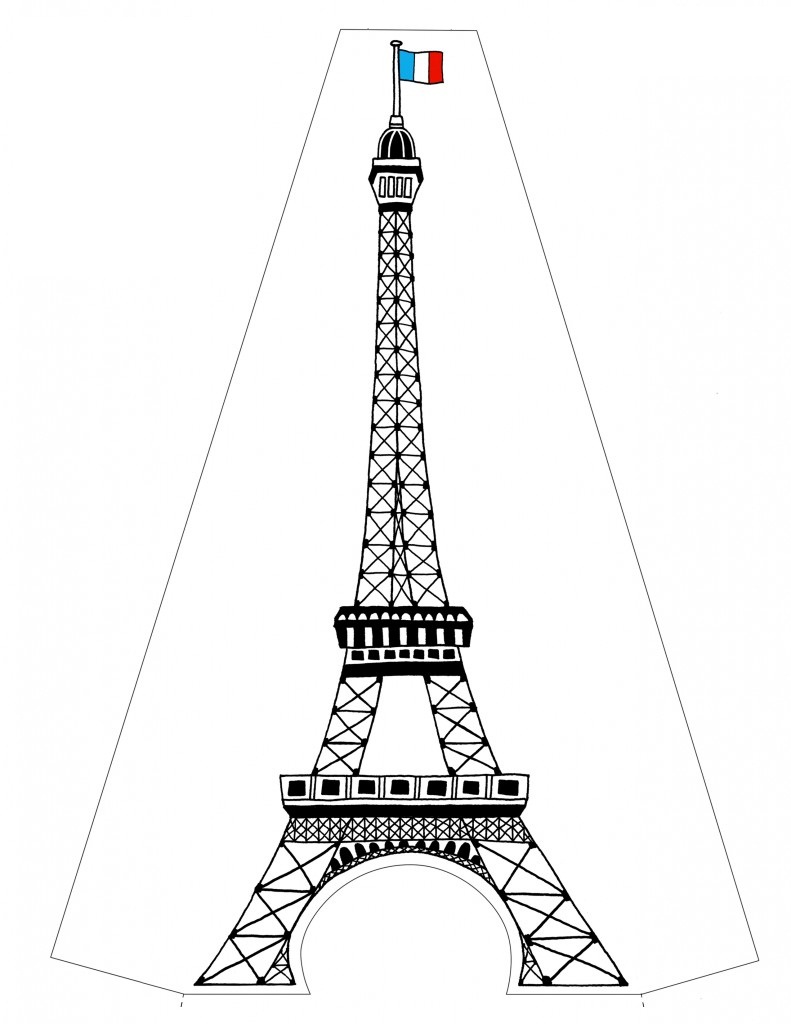 gambar mewarnai sketsa menara Eiffel