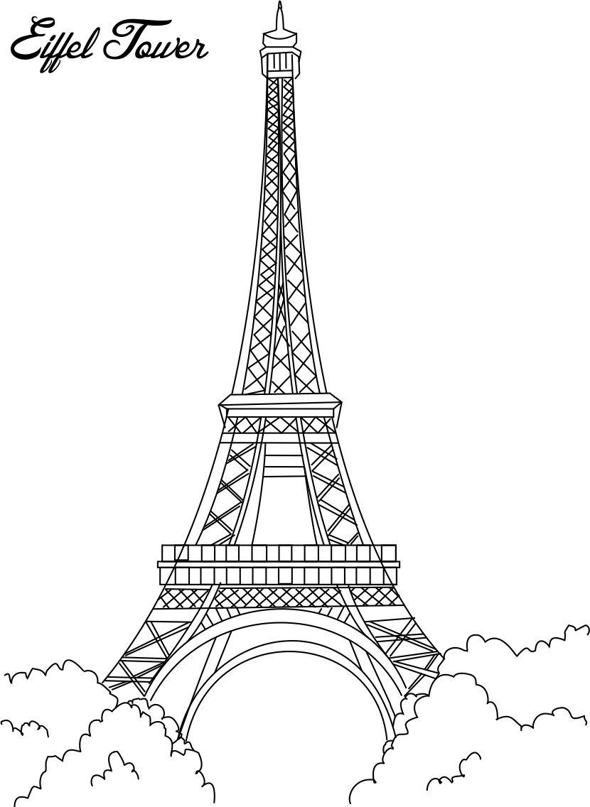 gambar sketsa menara Eiffel mewarnai