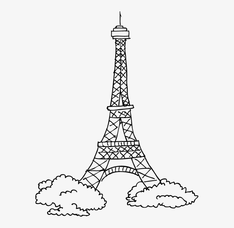 hd gambar sketsa menara Eiffel mewarnai