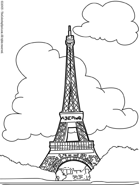 mewarnai gambar sketsa menara Eiffel