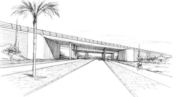 Gambar Sketsa Jembatan Jalan Raya
