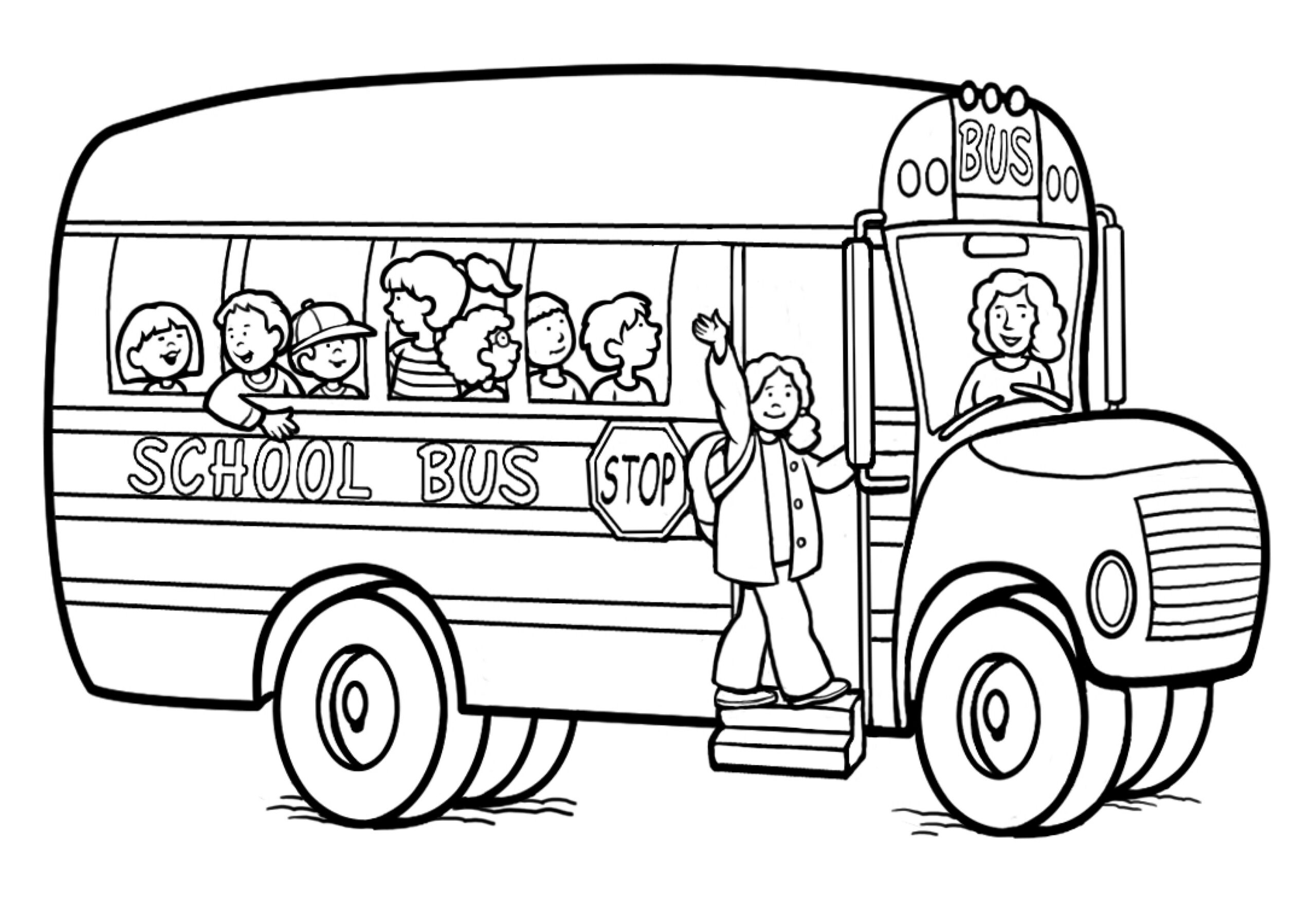 Mewarnai Gambar Sketsa Bus Sekolah