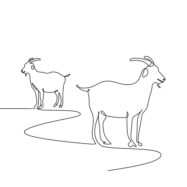 Goat One Line Drawing Minimalism Style