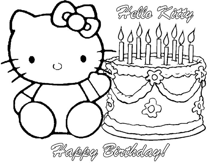 Gambar Mewarnai Hello Kitty Ulang Tahun