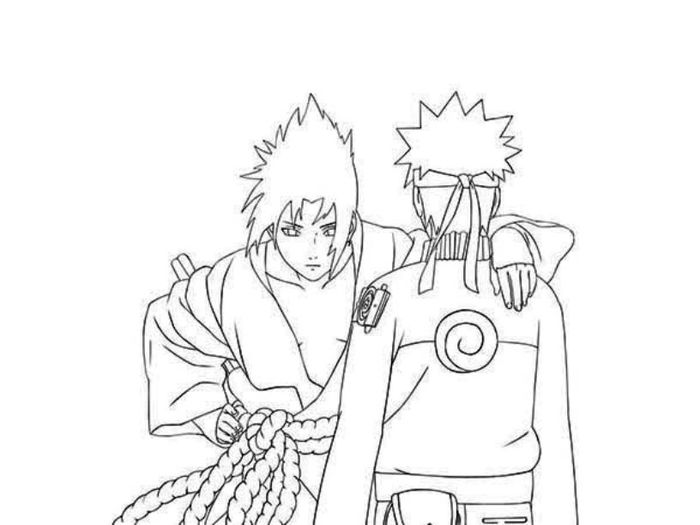 Gambar Mewarnai Naruto Dan Sasuke