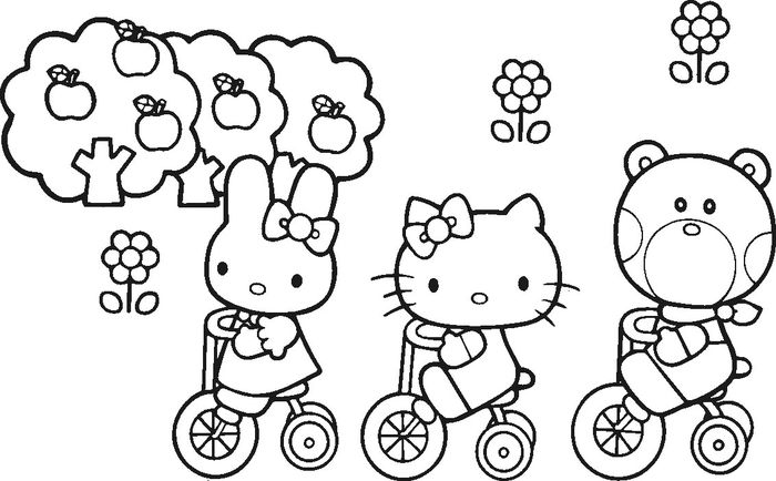 Mewarnai Gambar Hello Kitty Dan Melody