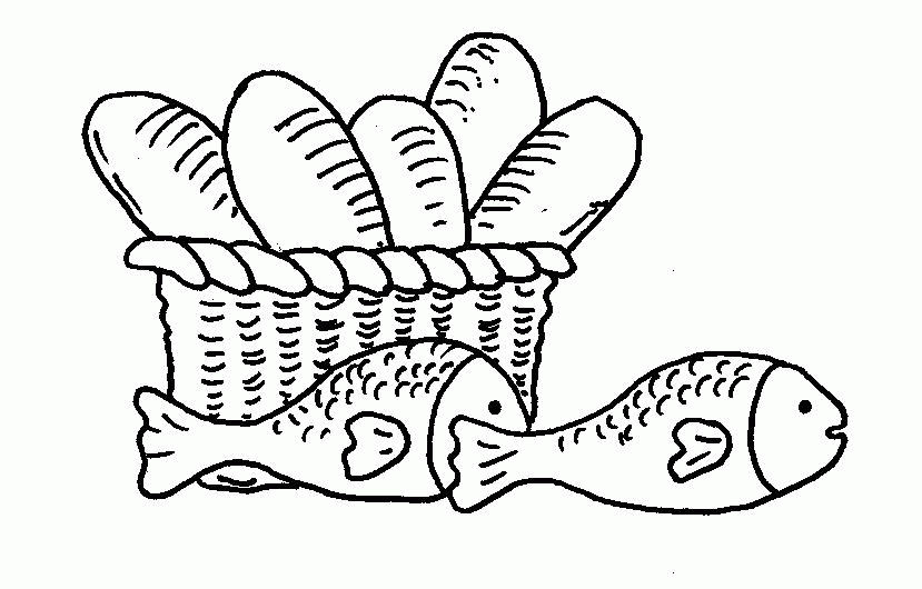 Mewarnai Gambar 5 Roti Dan 2 Ikan