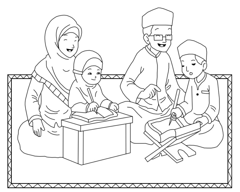 Mewarnai Keluarga Muslim Daftar Mewarnai Gambar Islami