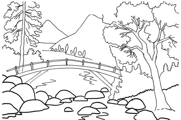 contoh gambar sketsa pemandangan desa