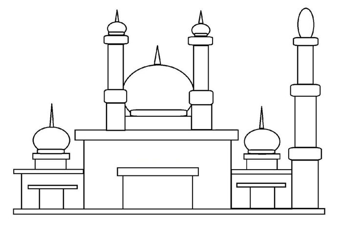 contoh gambar masjid untuk lomba mewarnai