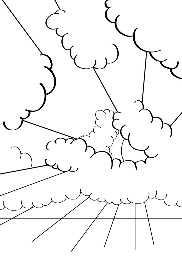 gambar sketsa awan untuk diwarnai