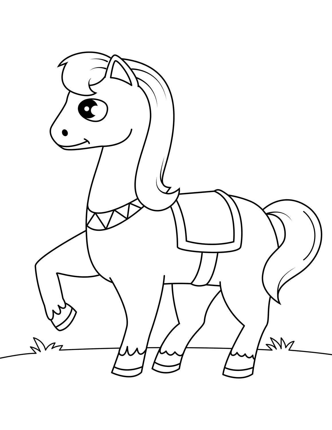sketsa gambar kuda poni kartun