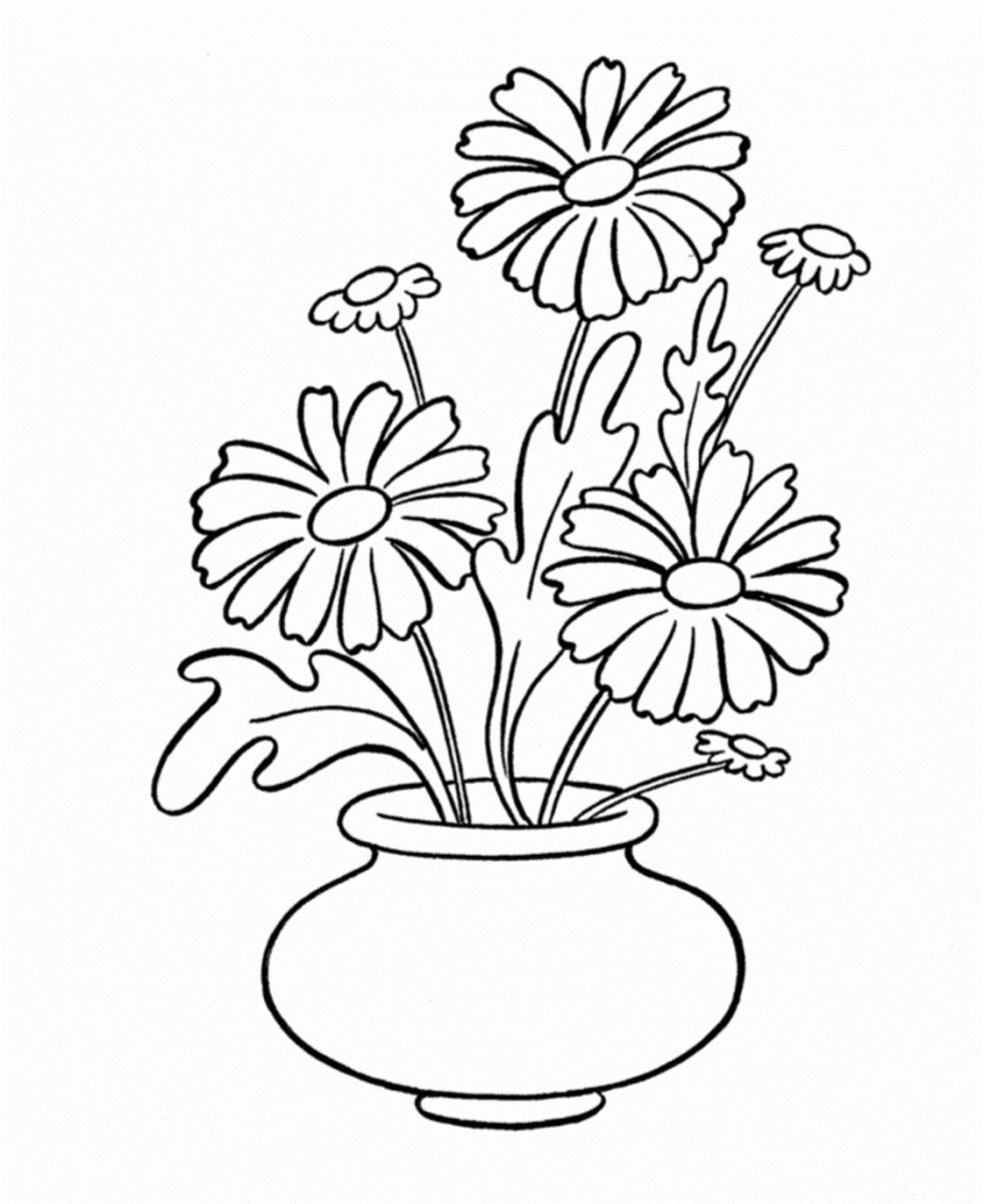 flower pot coloring page simple flower coloring page flower coloring pages of