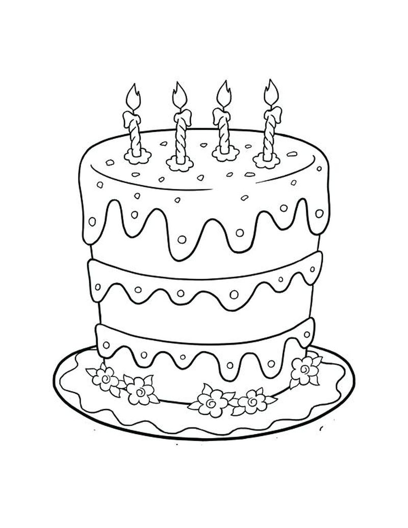 hd mewarnai gambar kue ulang tahun