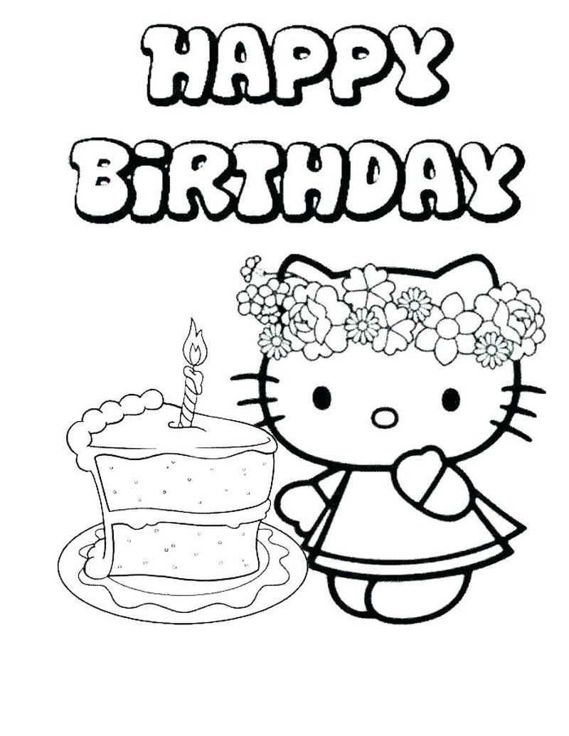 mewarnai gambar kue ulang tahun hello kitty